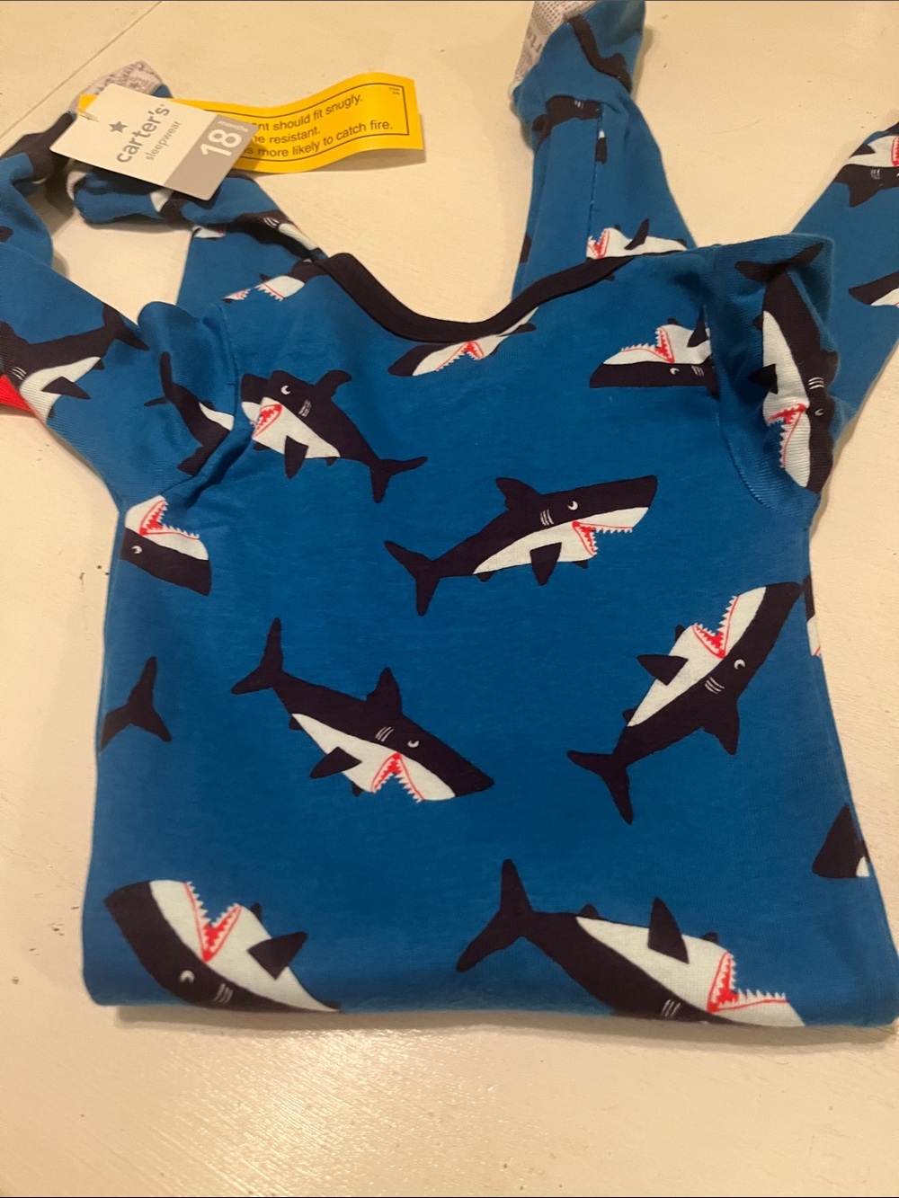 Carter's Blue Shark Pattern Long Sleeve Tee